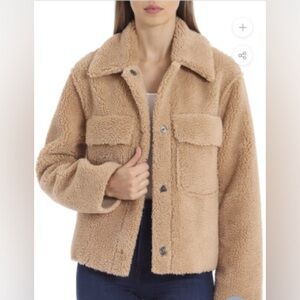 Avec Les Filles Anthropologie oversized sherpa teddy trucker coat jacket, XL